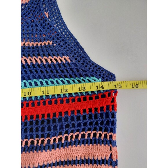 Anthropologie Parker Size S Sleeveless Multicolor Blues/Red Midi Crocheted Dress - Picture 6 of 10